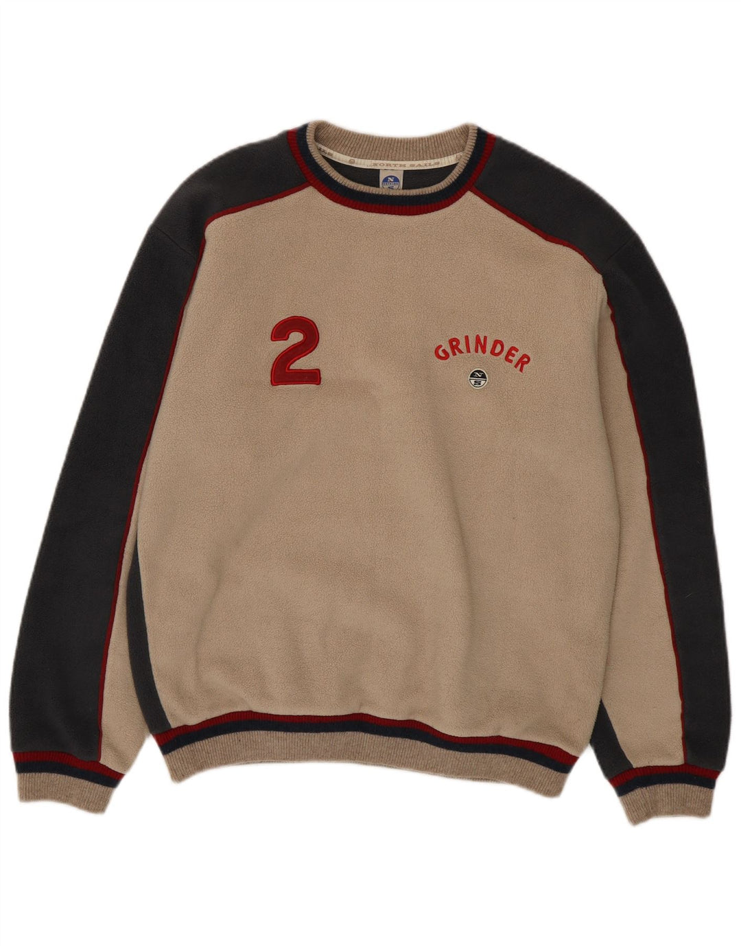 Suéter de lã gráfico masculino North Sails grande poliéster bege colorblock
