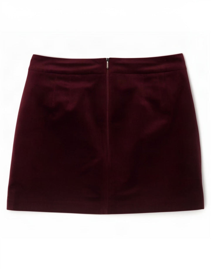 Minissaia feminina Jack Wills Reino Unido 12 médio W31 poliéster cor de vinho
