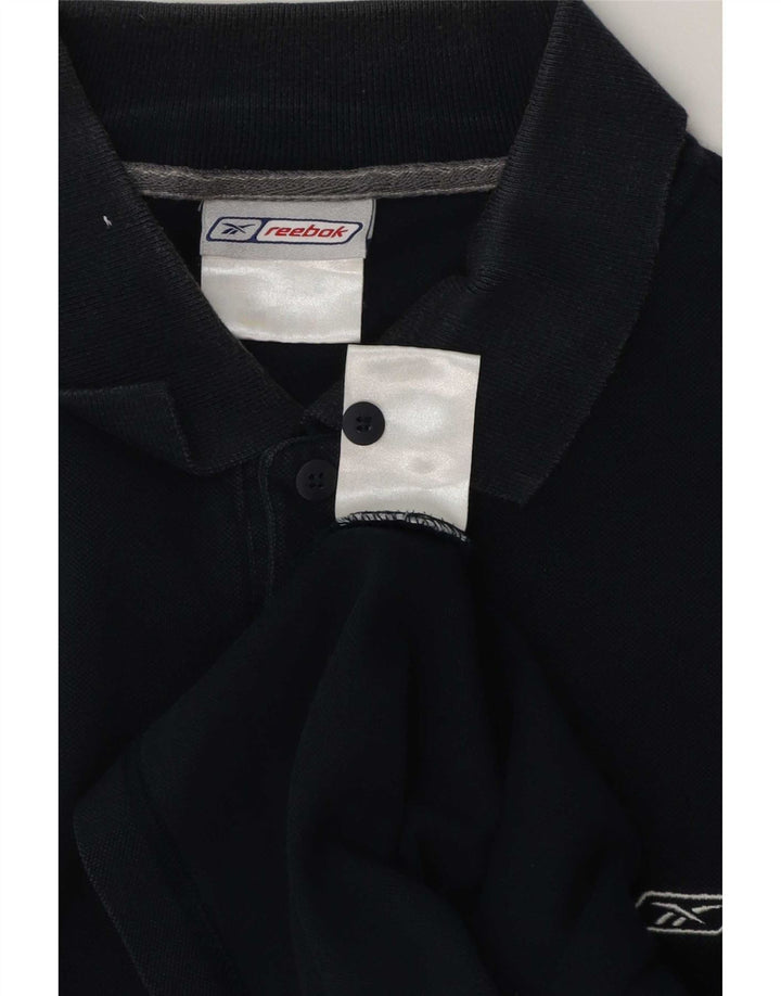 Camisa polo masculina Reebok médio azul marinho listrado algodão
