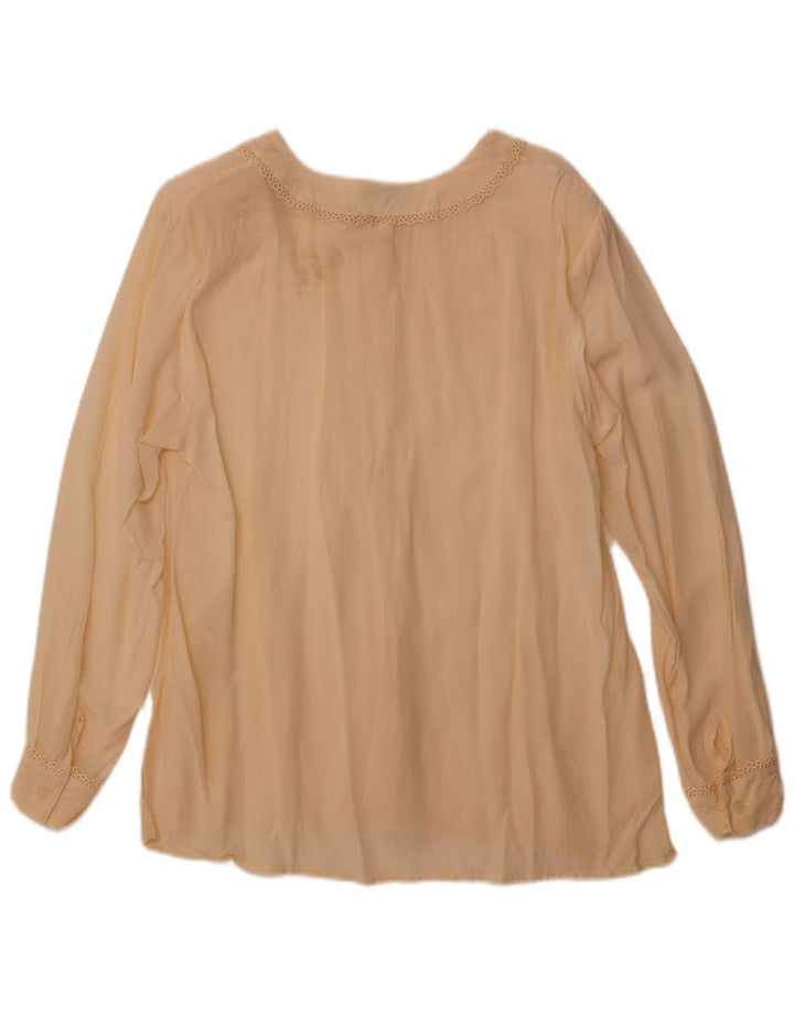 Blusa feminina VINTAGE transparente Reino Unido 14 seda bege médio