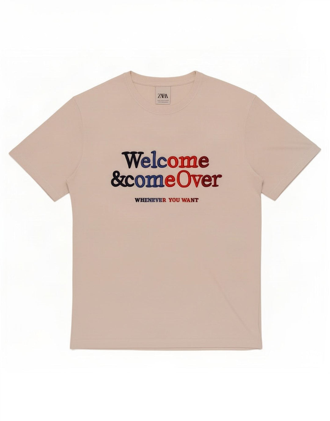 Zara Camiseta masculina gráfica Top pequeno branco