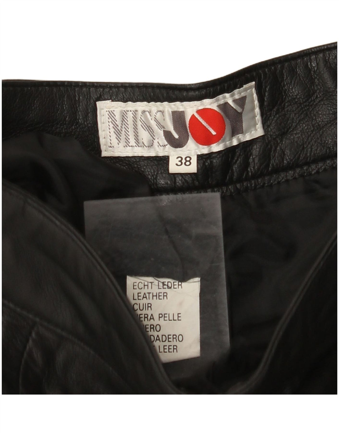 Shorts feminino de couro com cintura alta MISS JOY EU 38 médio W25 couro preto