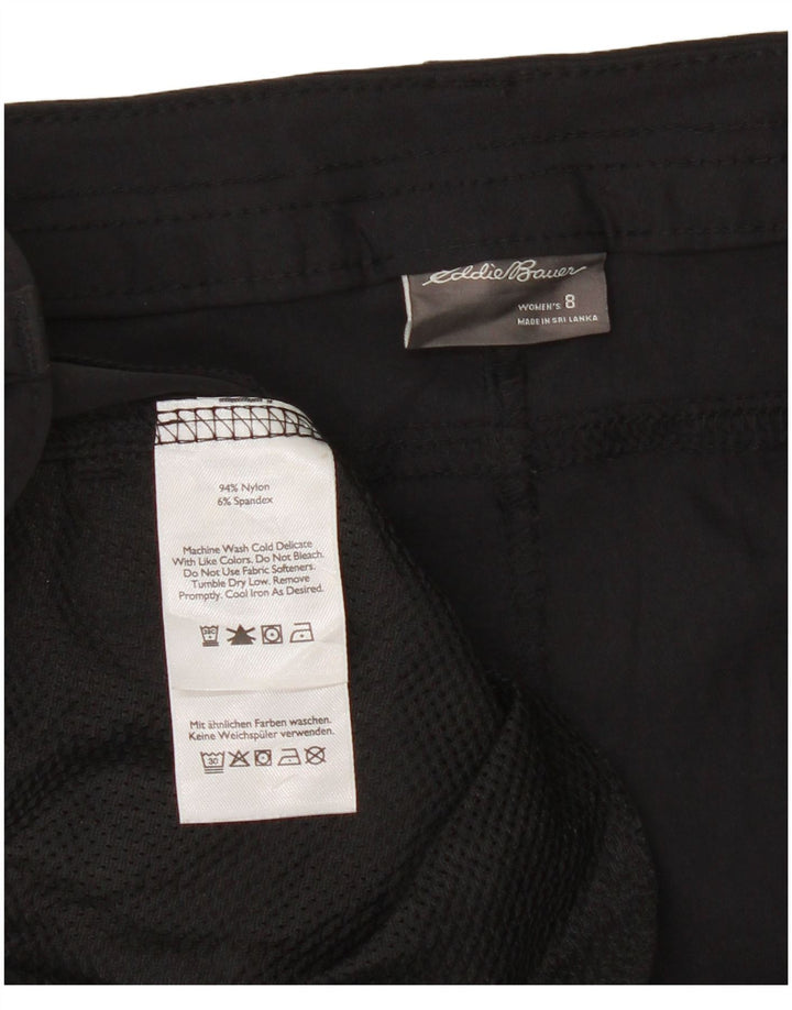 Shorts de caminhada feminino Eddie Bauer US 8 médio W30 preto nylon