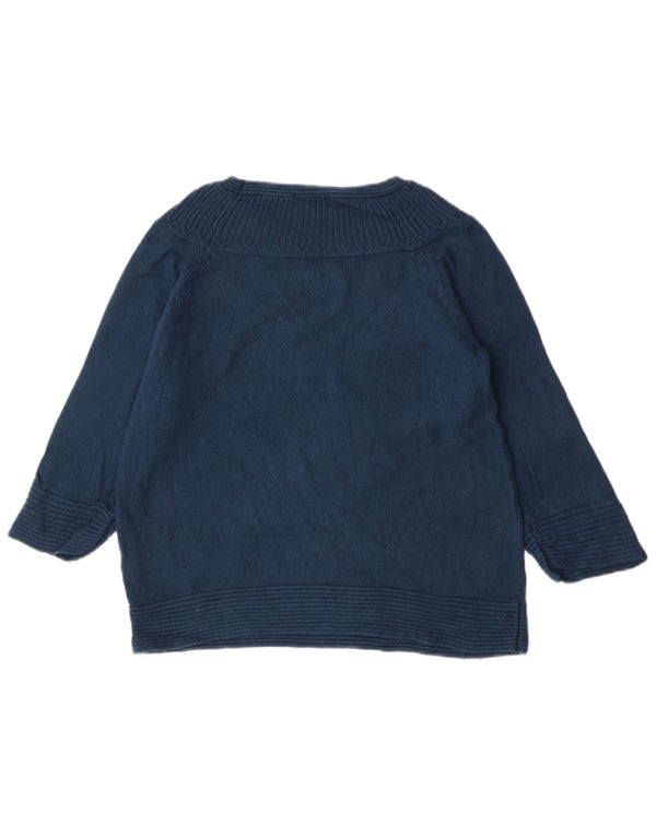 Suéter feminino Marks & Spencer com gola canoa Reino Unido 14 azul médio