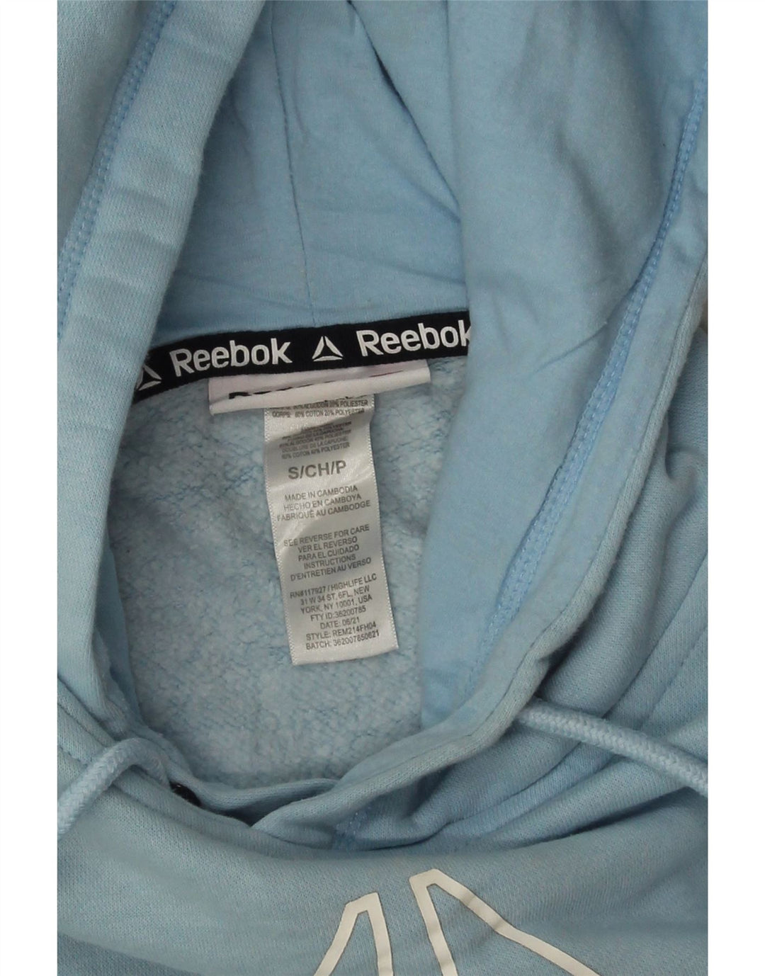 Reebok masculino gráfico moletom com capuz pequeno algodão azul