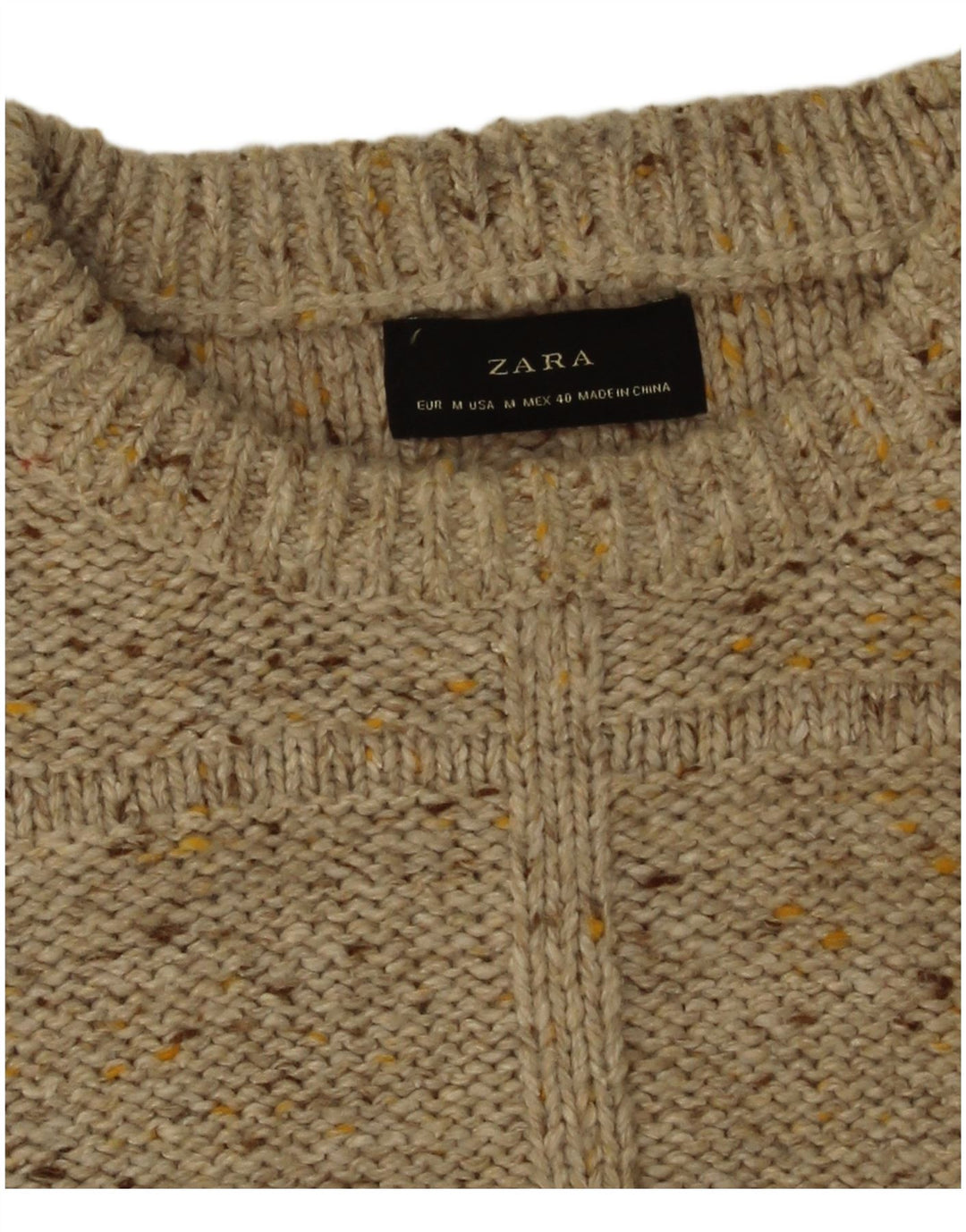 Zara Suéter masculino com gola canoa médio bege manchado