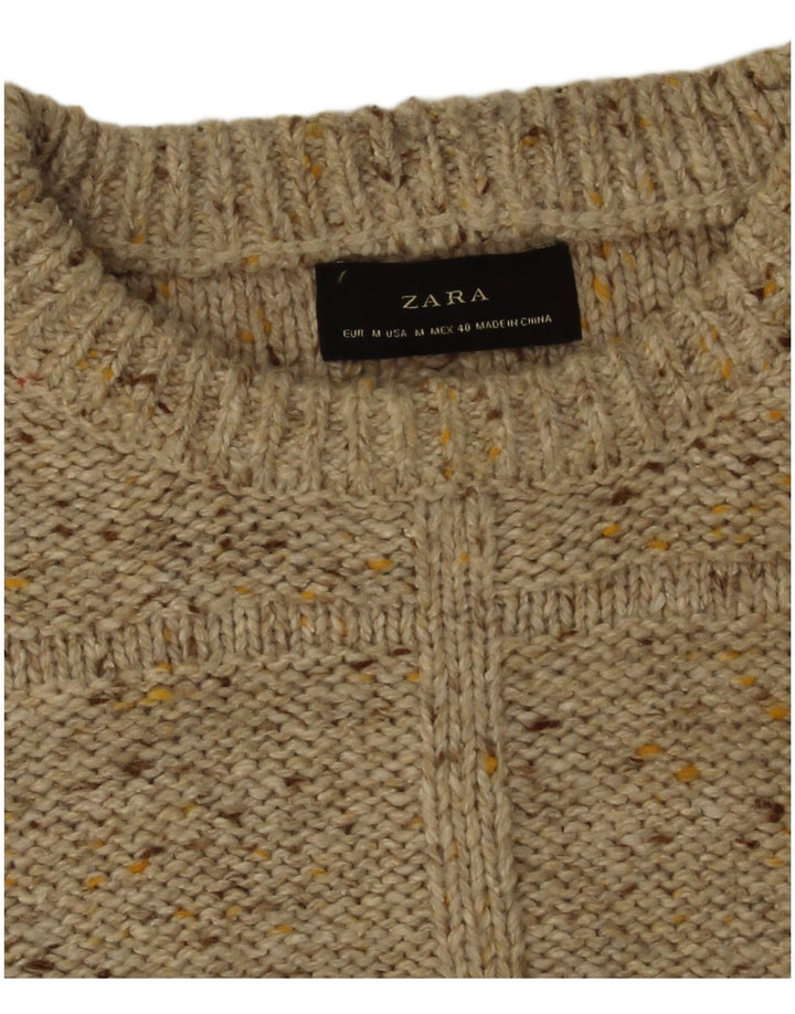 Zara Suéter masculino com gola canoa médio bege manchado