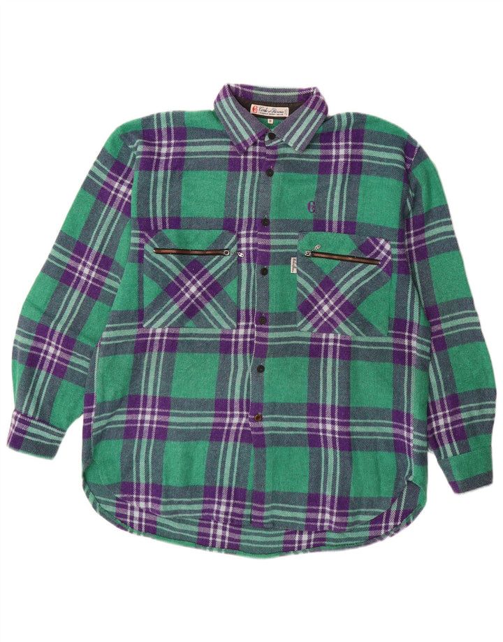 Camisa masculina de flanela CONTE OF FLORENCE lã xadrez verde médio