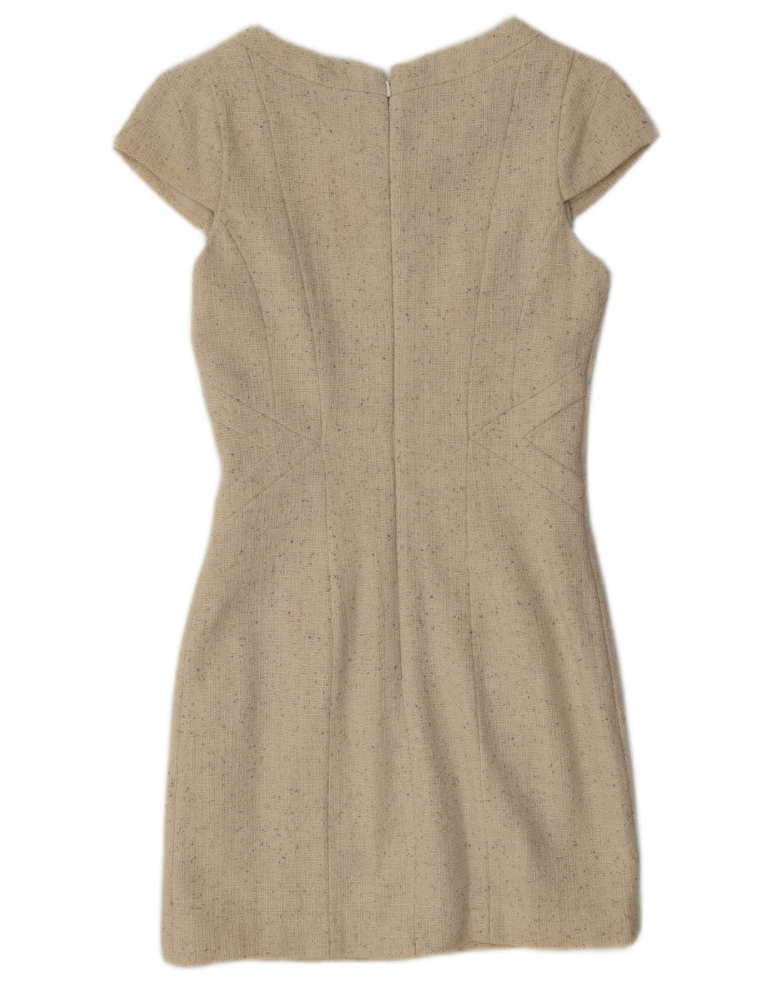 Vestido bainha feminino Warehouse Reino Unido 8 pequeno lã manchada bege