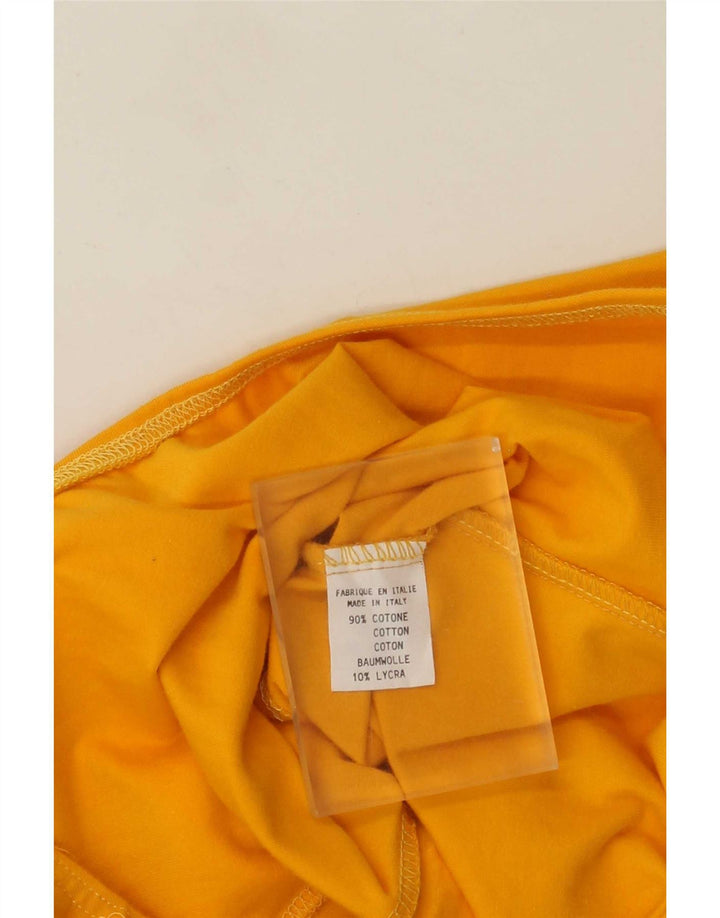 Body feminino vintage sem mangas UK 12 algodão amarelo médio
