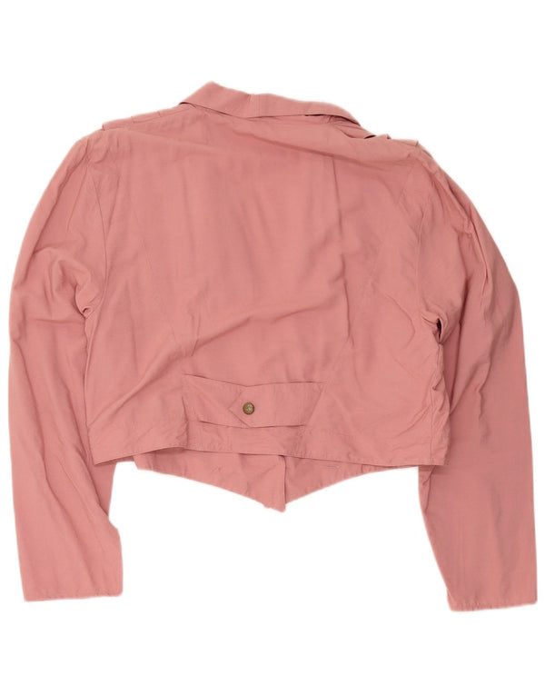Cardigan feminino vintage com corte solto, top grande rosa viscose