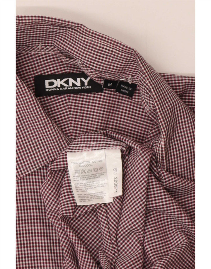 Camisa masculina Dkny média algodão guingão cor de vinho