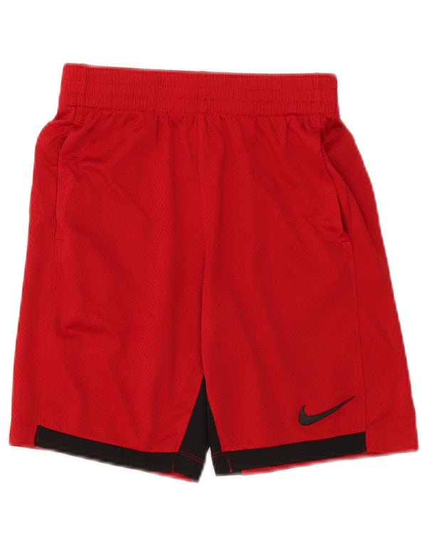 Shorts esportivos Nike Boys Dri Fit 10-11 anos médio vermelho colorblock poliéster