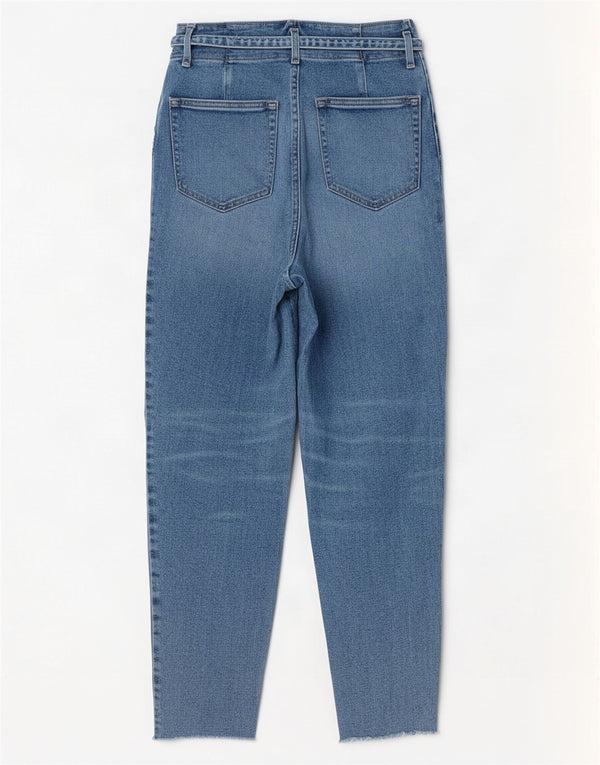 Jeans femininos Hollister de cintura alta cônicos US 7 médio W28 L27 algodão azul