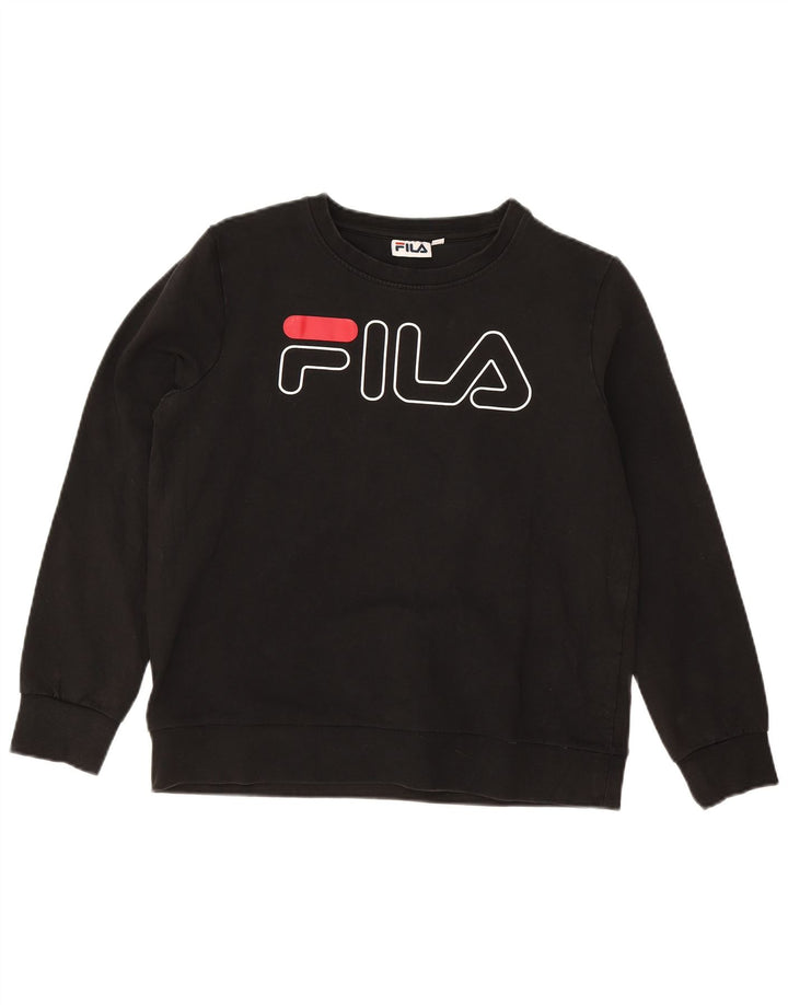 FILA moletom feminino oversized gráfico suéter Reino Unido 10 pequeno algodão preto