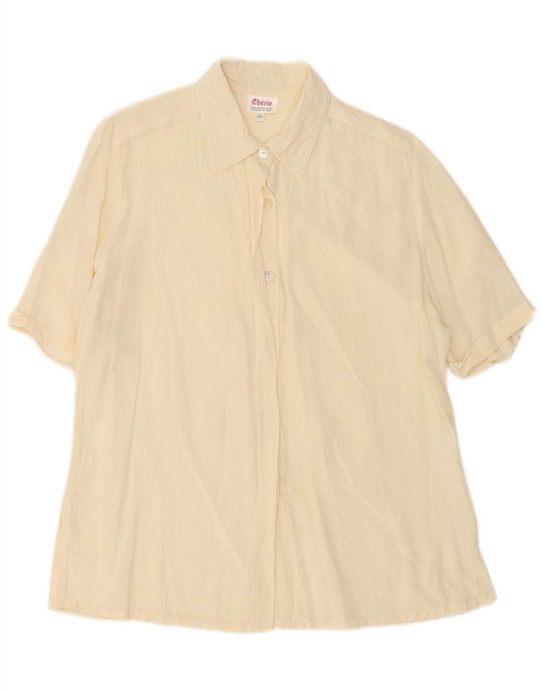 Cherie Blusa feminina manga curta IT 46 grande seda bege
