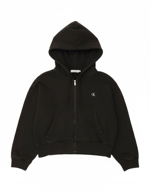 Suéter feminino com capuz e zíper Calvin Klein Jeans UK 14 médio preto