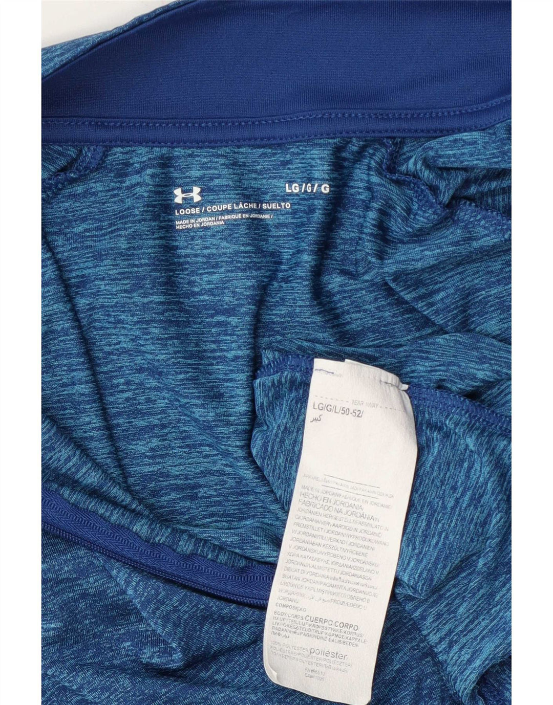 Under Armour Mens Zip Neck Pulôver Treino Top Grande Azul Salpicado