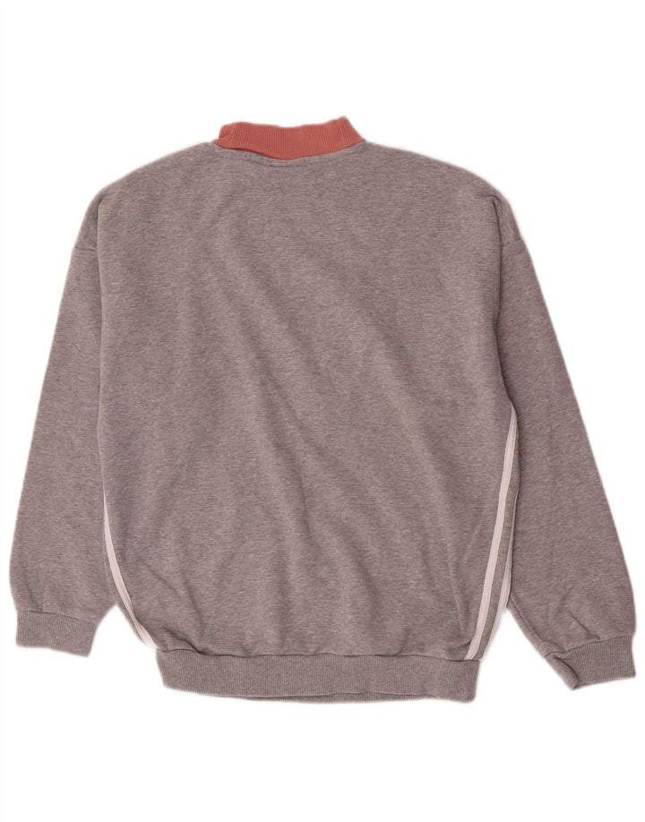 Adidas Womens Sweatshirt Jumper UK 12 Médio Cinza Colourblock Algodão