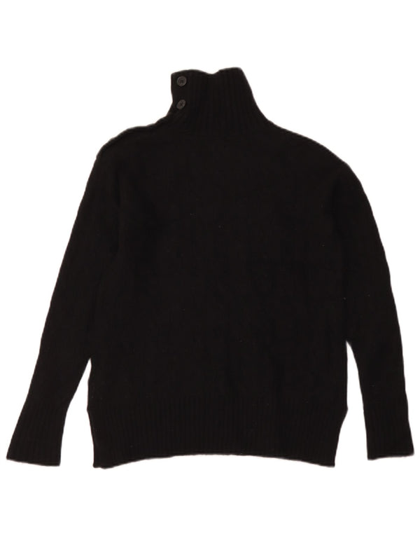 Polo Ralph Lauren Suéter feminino com gola redonda e botão, 2XS, lã preta