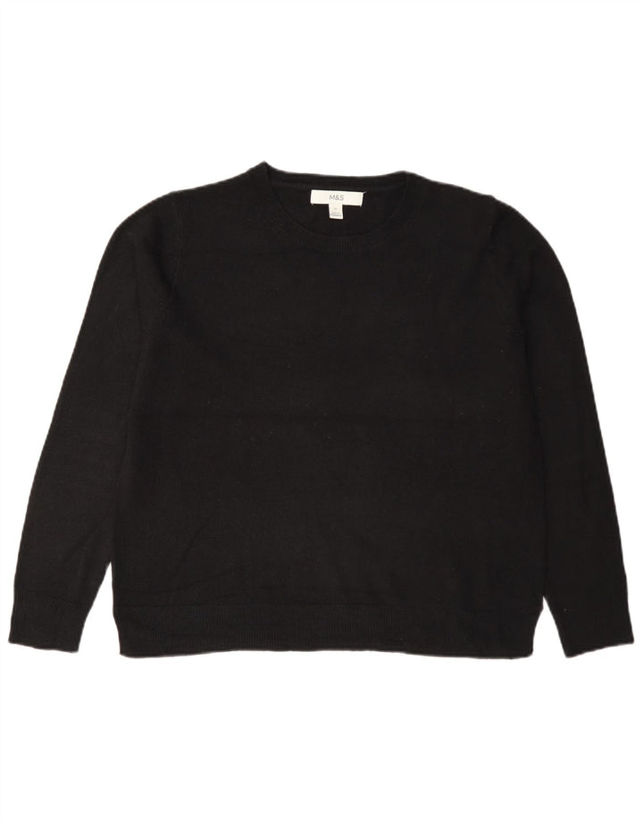 Suéter feminino Marks & Spencer com gola redonda Reino Unido 12 acrílico preto médio