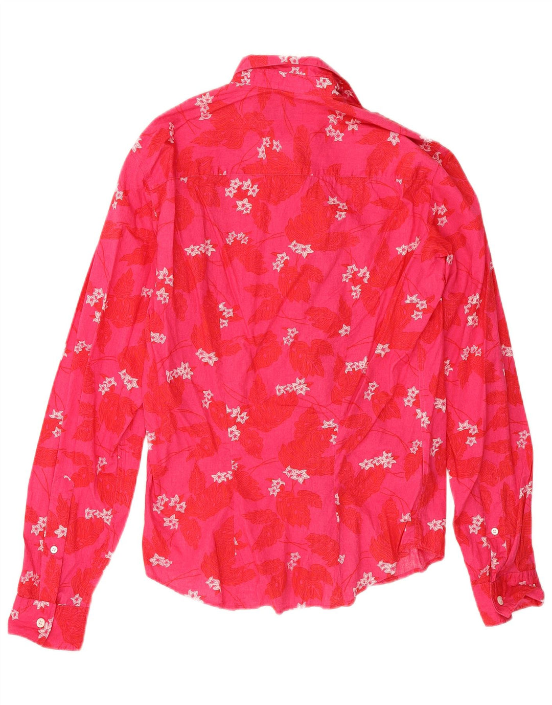 Camisa masculina Hugo Boss pequena rosa floral algodão