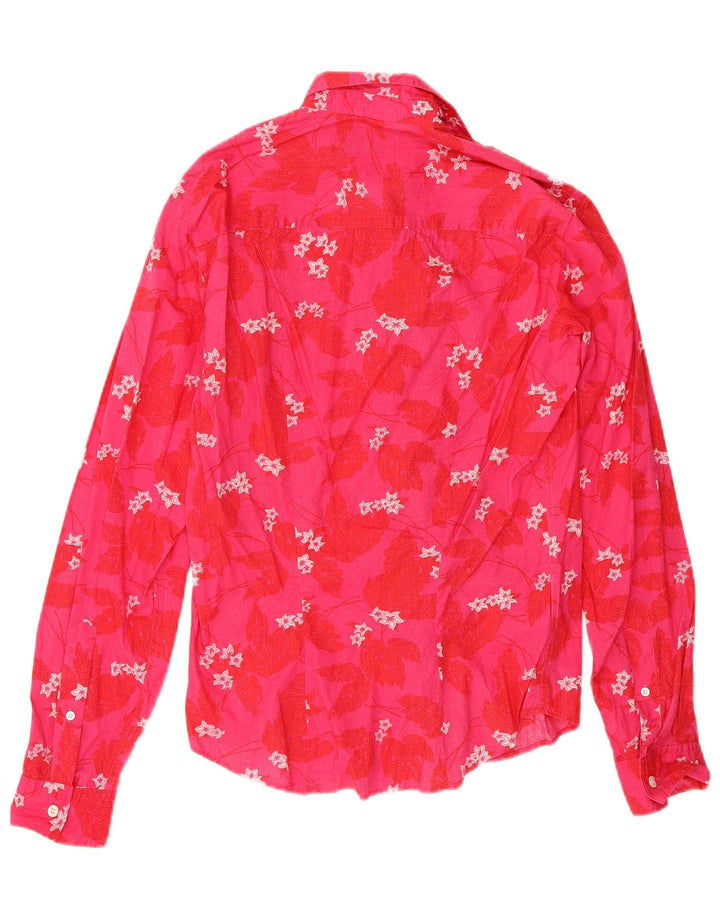 Camisa masculina Hugo Boss pequena rosa floral algodão