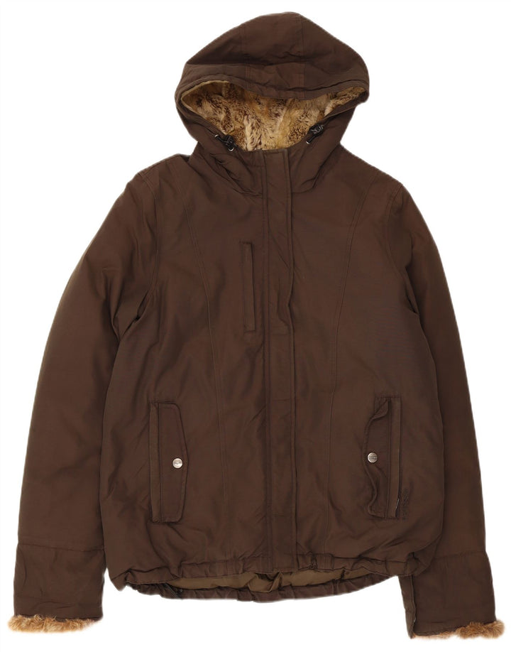 Jaqueta feminina acolchoada com capuz Woolrich Reino Unido 16 grande algodão cáqui