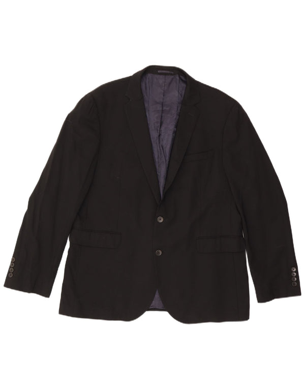 John Lewis Mens Tailored Fit 2 Button Blazer Jacket UK 44 2XL Black Wool