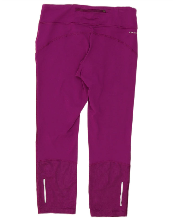 Nike Womens Capri Leggings UK 12 Médio Roxo Colourblock Nylon