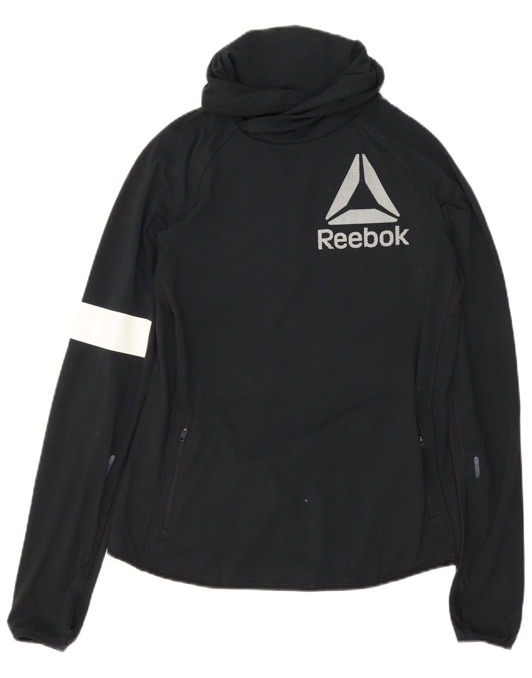 Reebok Womens Tracksuit Top Jacket UK 12/14 Médio Preto Colorblock