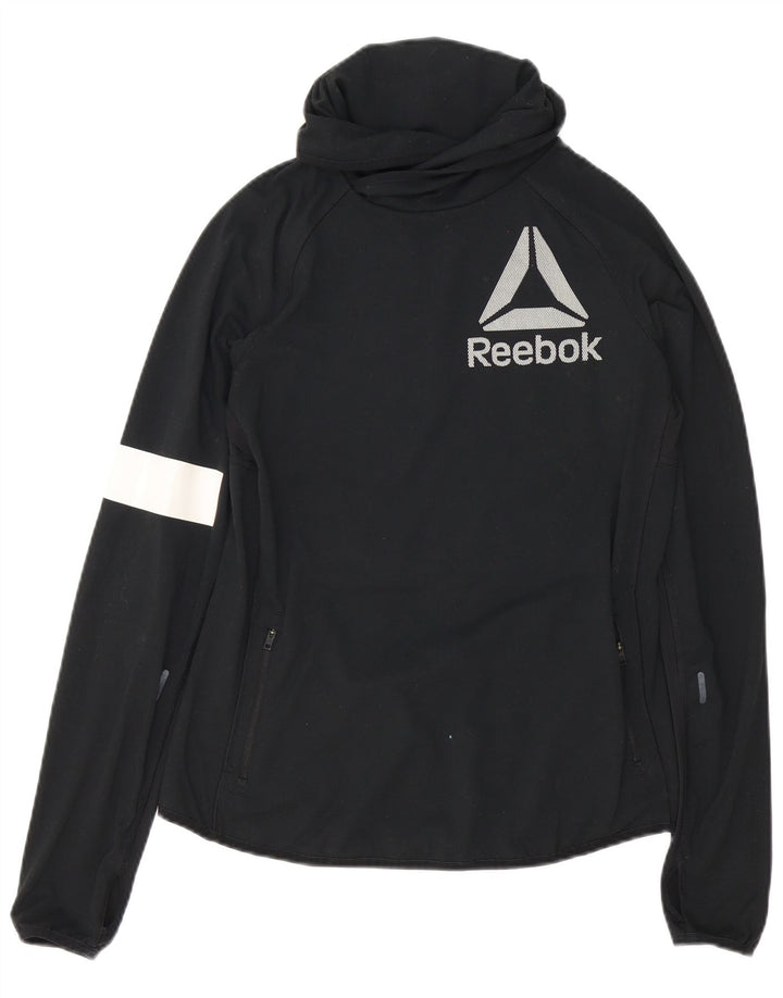 Reebok Womens Tracksuit Top Jacket UK 12/14 Médio Preto Colorblock