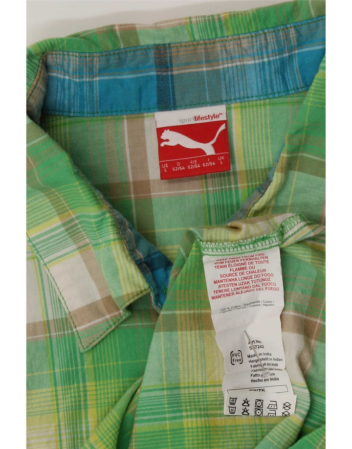 Camisa masculina Nike de manga curta grande algodão xadrez verde