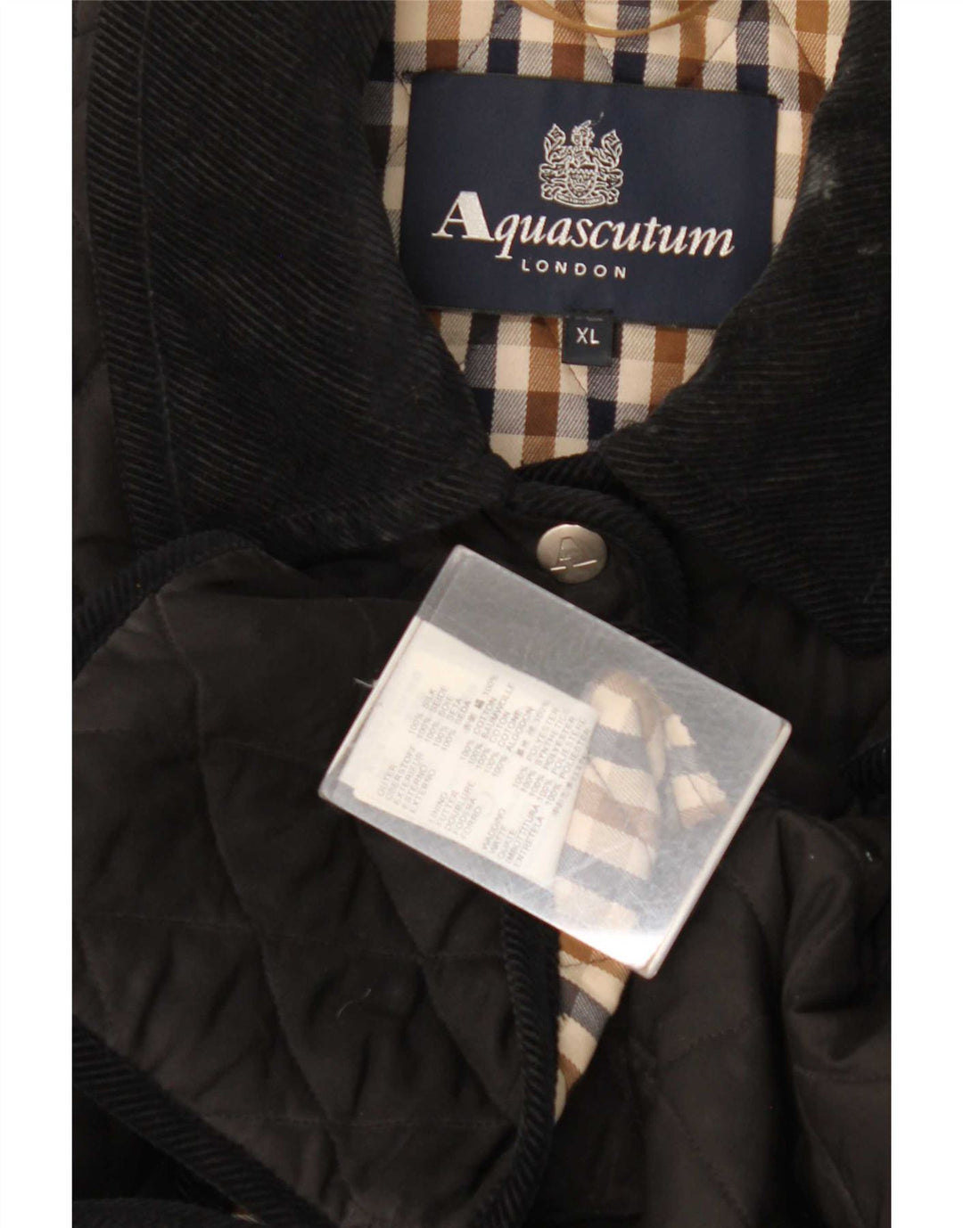 Jaqueta acolchoada feminina Aquascutum UK 18 XL seda preta