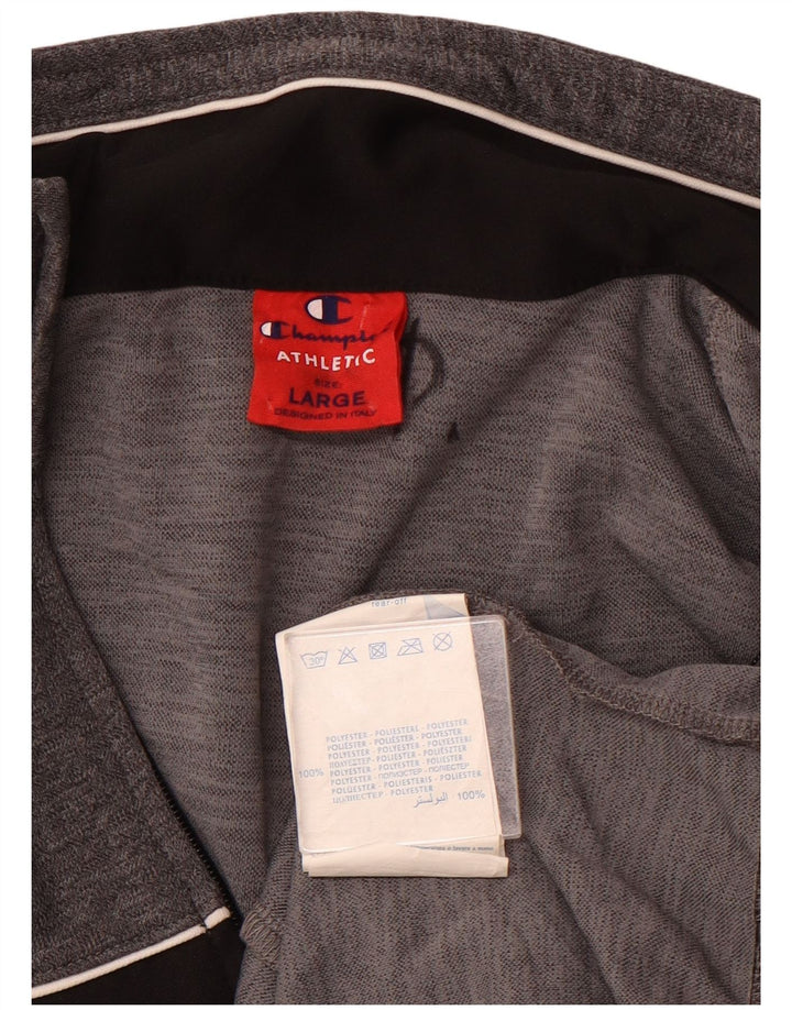 CHAMPION Mens Treino Top Jaqueta Grande Poliéster Colourblock Cinza