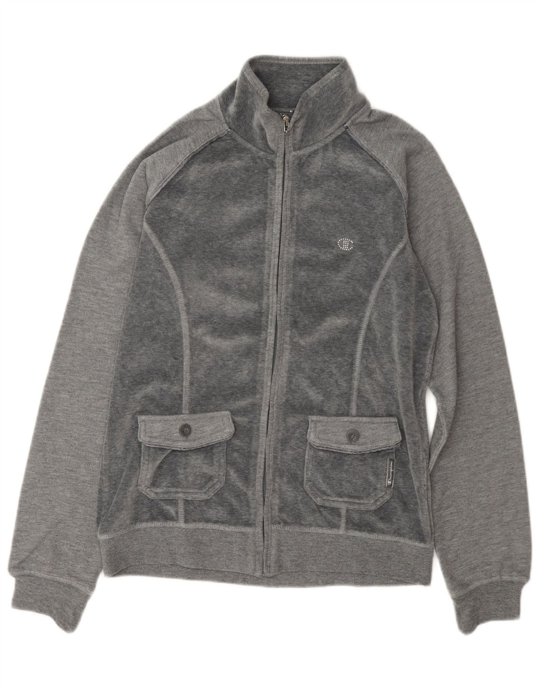 Jaqueta feminina Champion Heritage Fit Velour Tracksuit UK 14 cinza médio