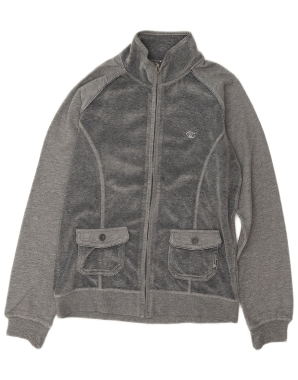 Jaqueta feminina Champion Heritage Fit Velour Tracksuit UK 14 cinza médio