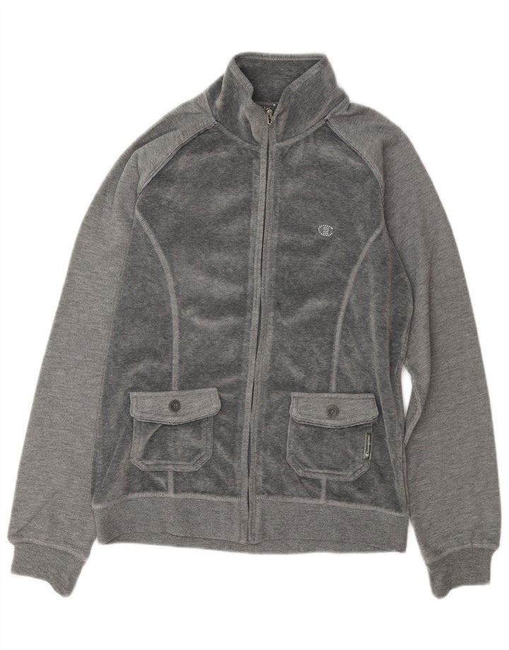 Jaqueta feminina Champion Heritage Fit Velour Tracksuit UK 14 cinza médio