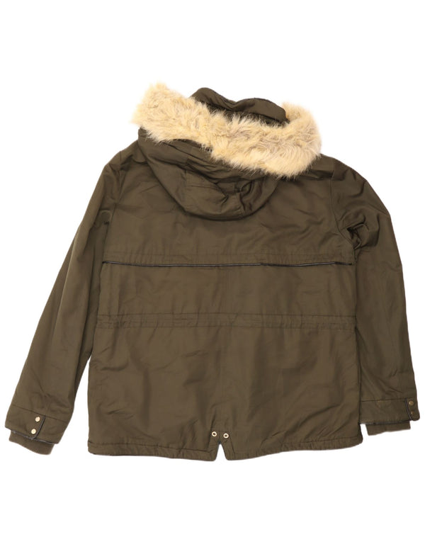 Zara Jaqueta feminina Trafaluc com capuz Parka Reino Unido 20 2XL Caqui