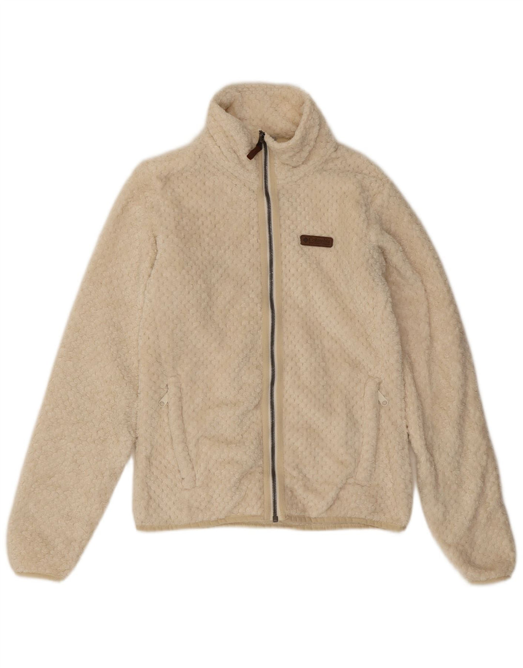 Jaqueta de lã feminina Columbia UK 10 pequena poliéster branco