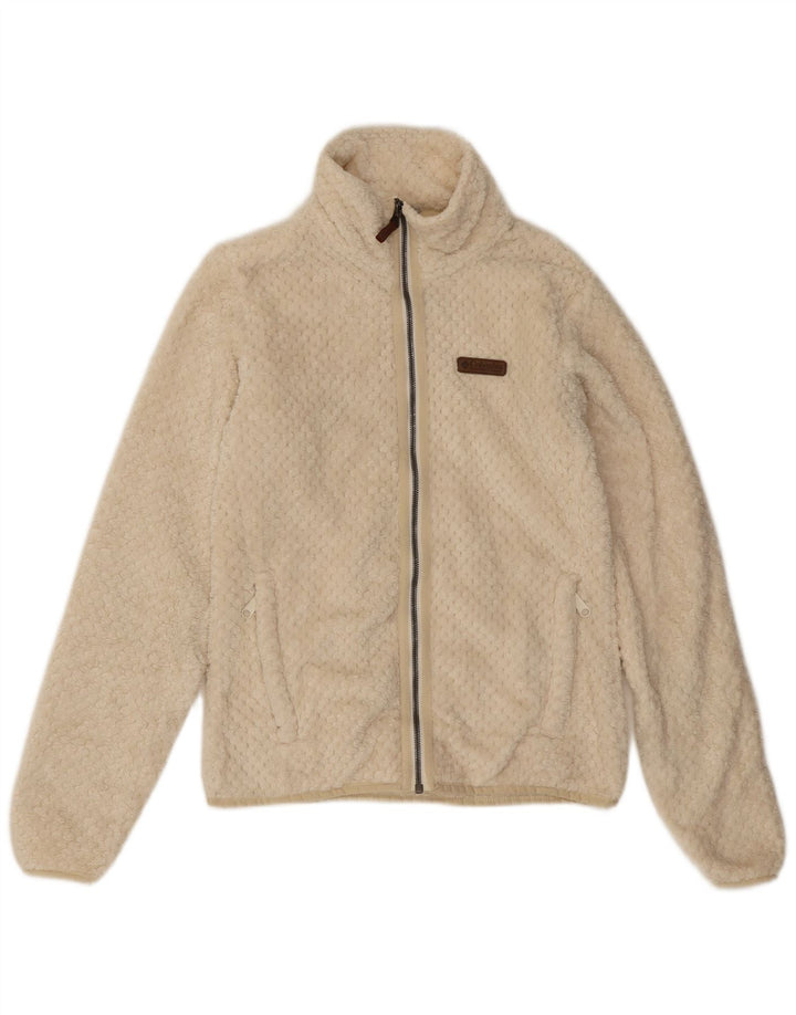 Jaqueta de lã feminina Columbia UK 10 pequena poliéster branco