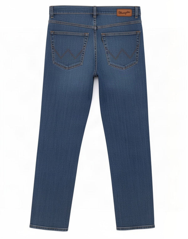 Wrangler feminino Texas Straight Jeans W32 L27 algodão azul