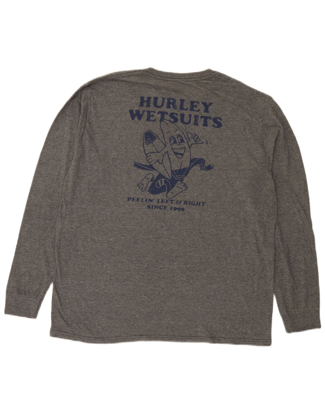 Hurley Camiseta masculina gráfica manga comprida grande algodão manchado cinza