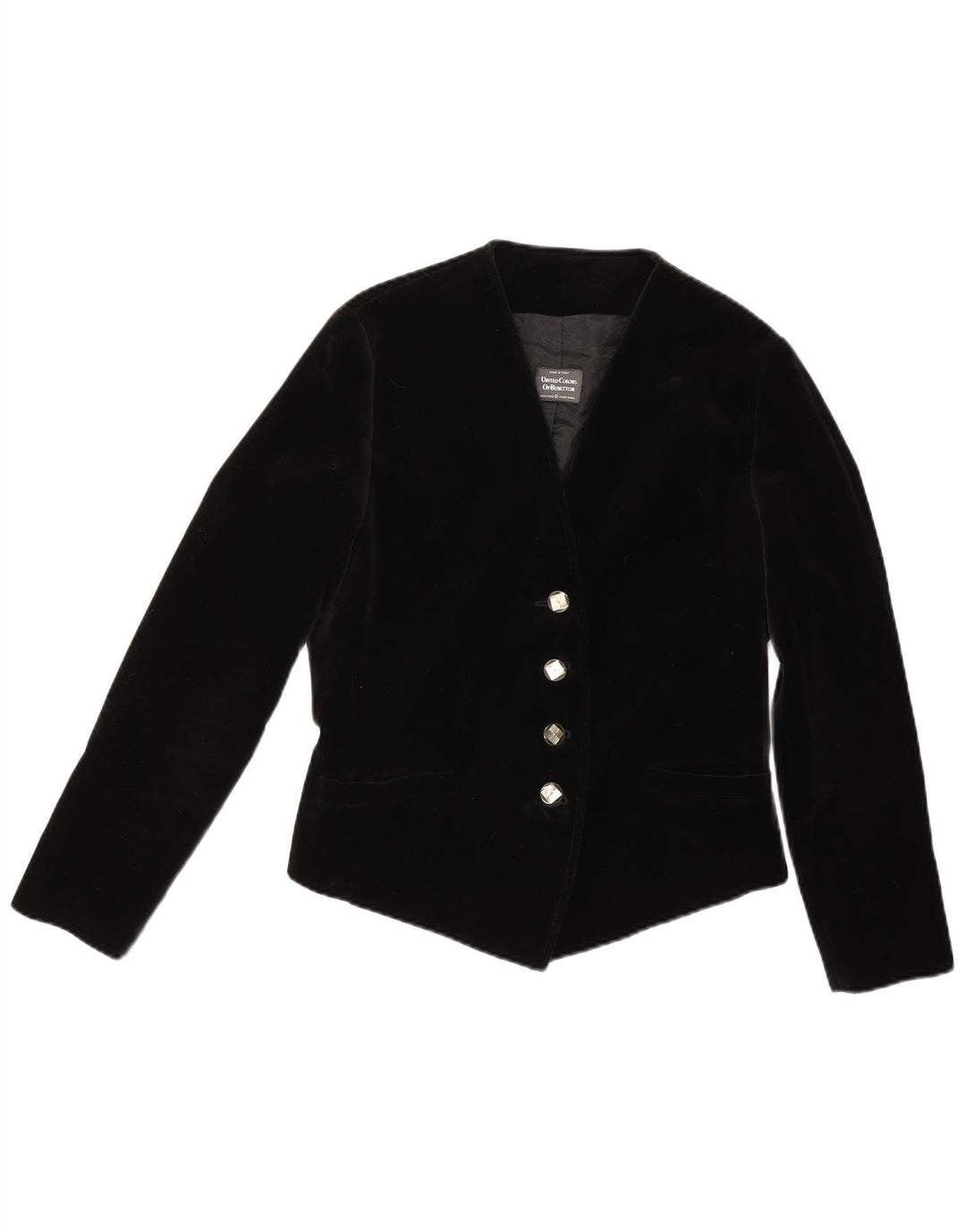 Jaqueta blazer feminina de veludo com 4 botões Benetton IT 44 médio preto