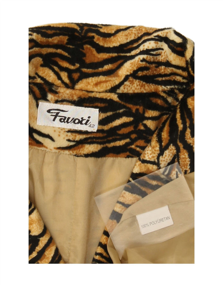 Sobretudo feminino vintage IT 42 poliuretano com estampa animal marrom médio