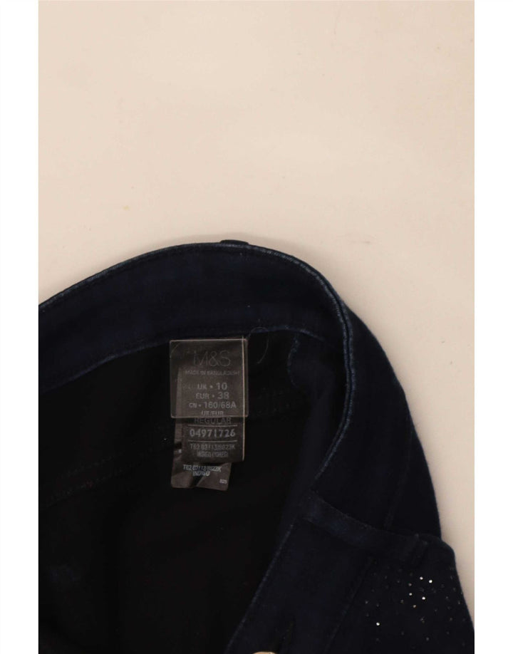 Jeans retos femininos Marks & Spencer Reino Unido 10 pequeno W27 L30 azul marinho