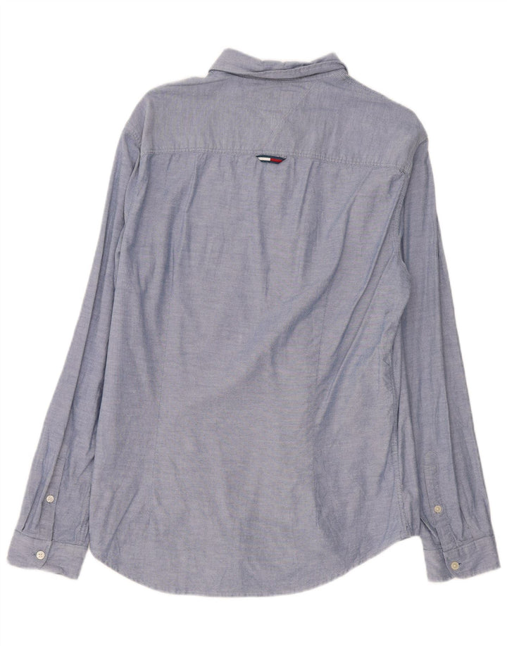 Camisa masculina Tommy Hilfiger Slim Fit grande algodão azul