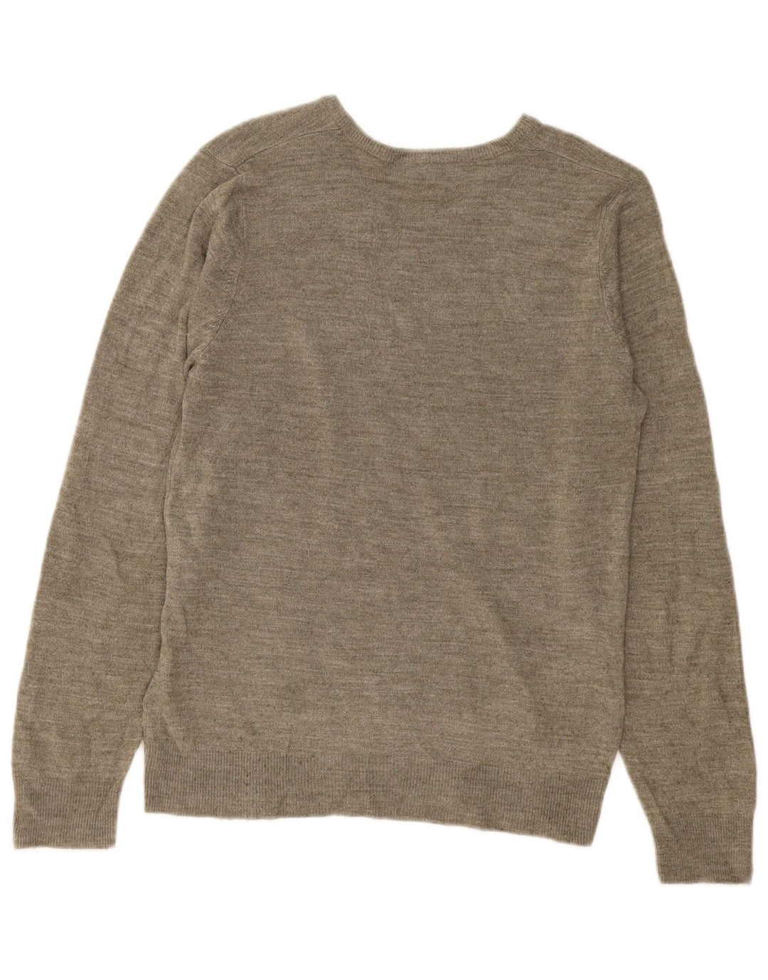 Suéter masculino Marks & Spencer com decote em V, pequeno acrílico salpicado cáqui