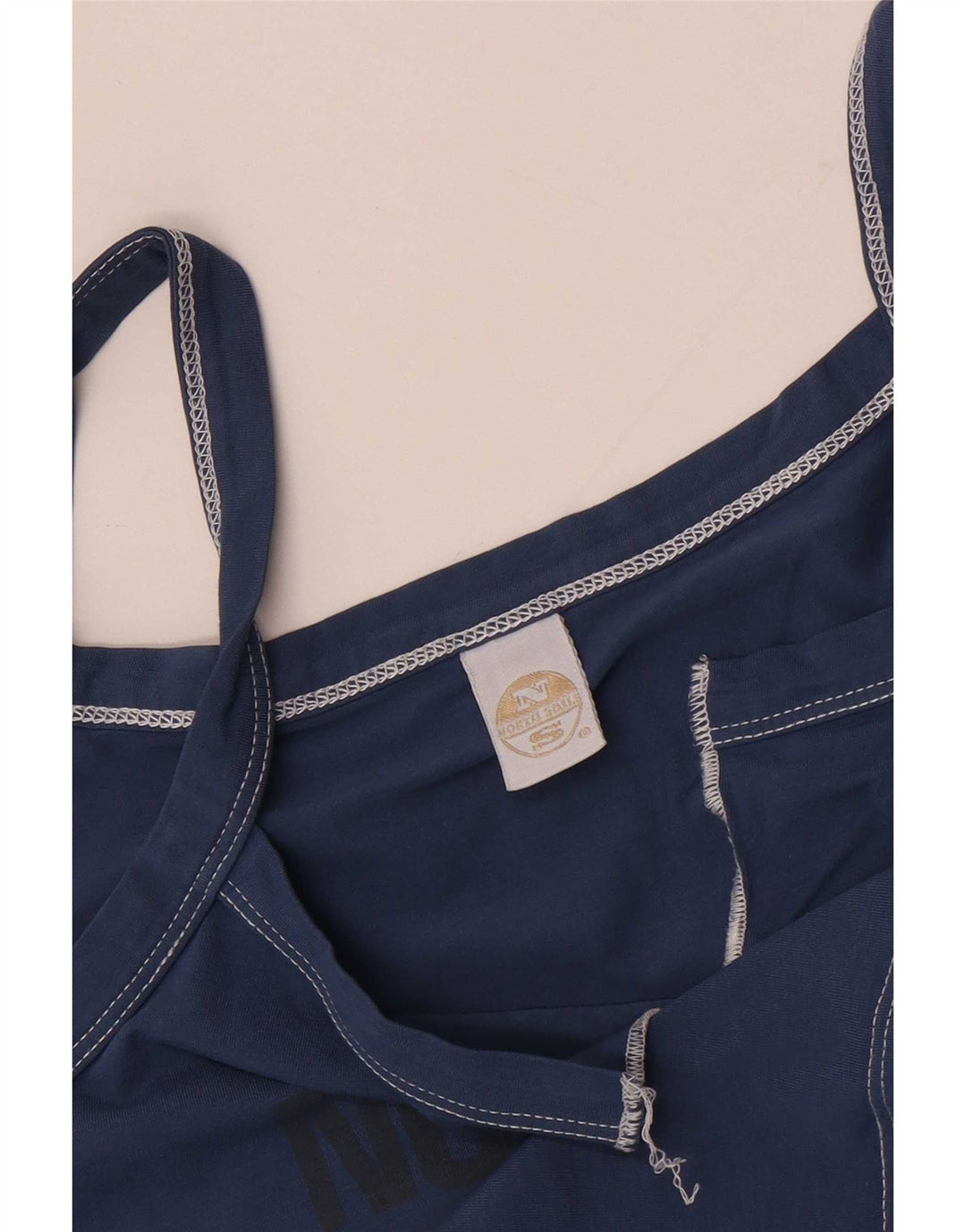 North Sails Womens Graphic Cami Top Reino Unido 14 Grande Algodão Azul Marinho