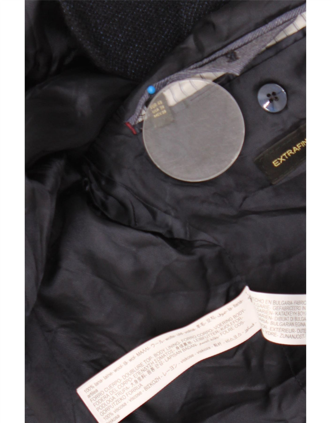 Jaqueta blazer masculina Massimo Dutti com 2 botões UE 48 lã azul marinho médio